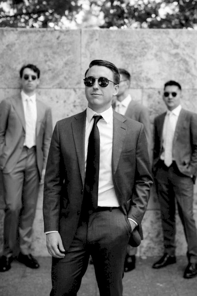 Nasher Sculpture Center Wedding Groom Portrait with Sunglasses